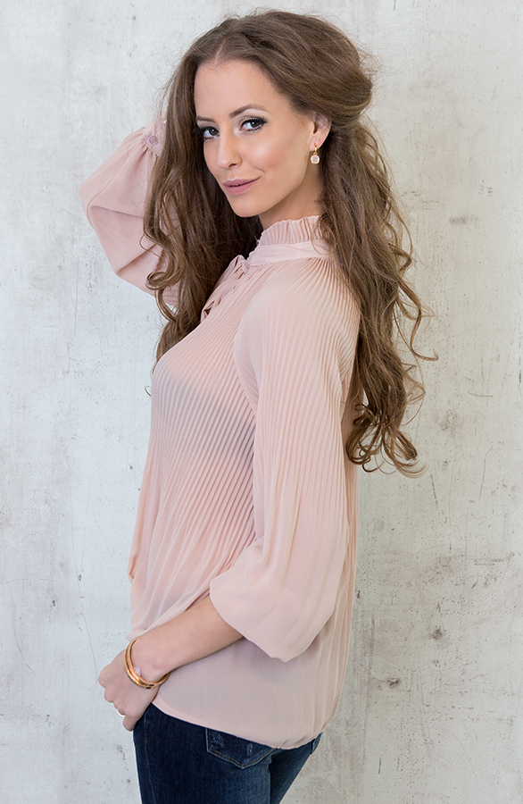 Plisse Bow Blouse Pink – shoparchief, foto 2