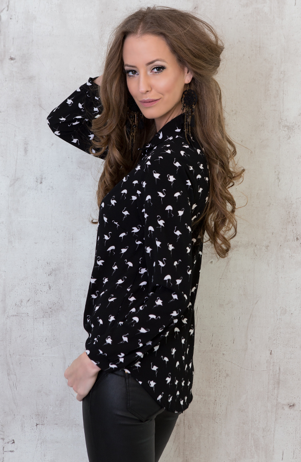 Exclusive Flamingo Blouse Black – shoparchief, foto 2