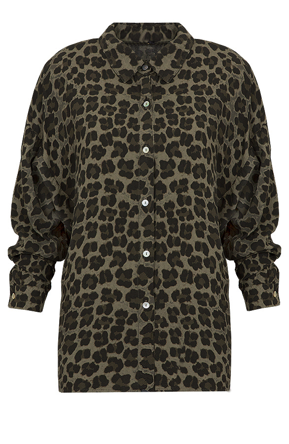 Leopard Oversized Blouse Army – shoparchief