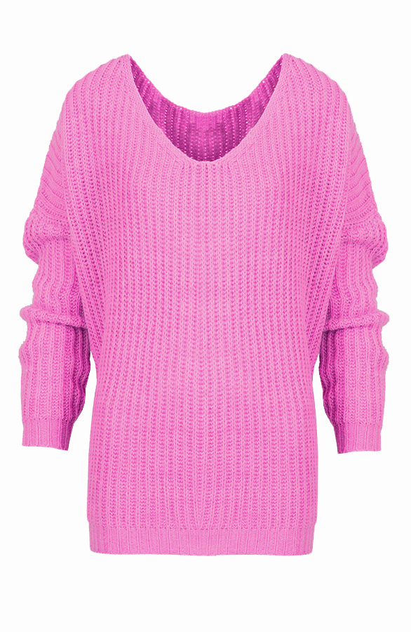 Oversized V Sweater Fuchsia – shoparchief