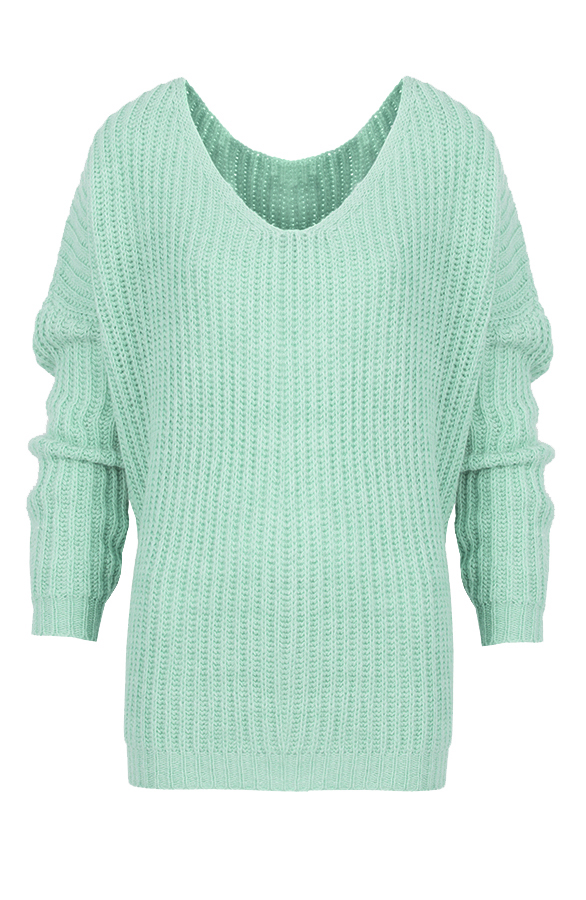 Oversized V Sweater Mint – shoparchief