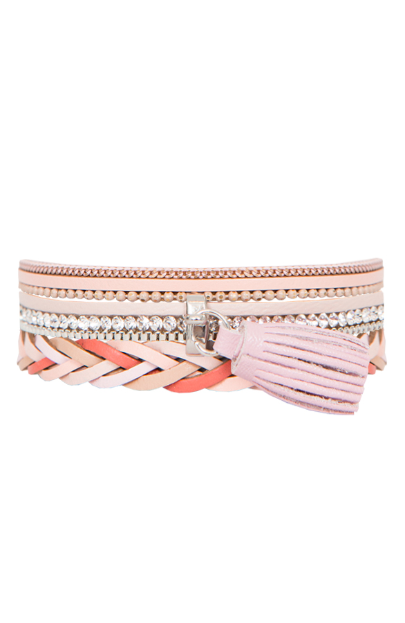Wrap bracelet Braided Pink – shoparchief