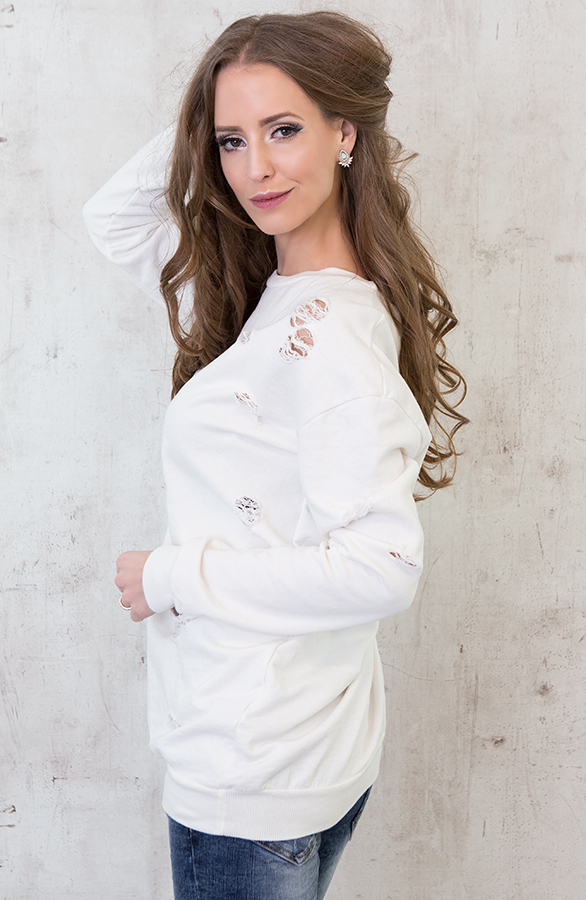 Raw Damaged Sweater White – shoparchief, foto 3