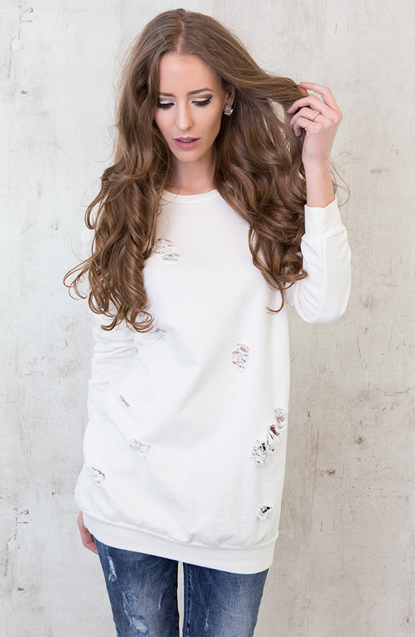 Raw Damaged Sweater White – shoparchief, foto 2