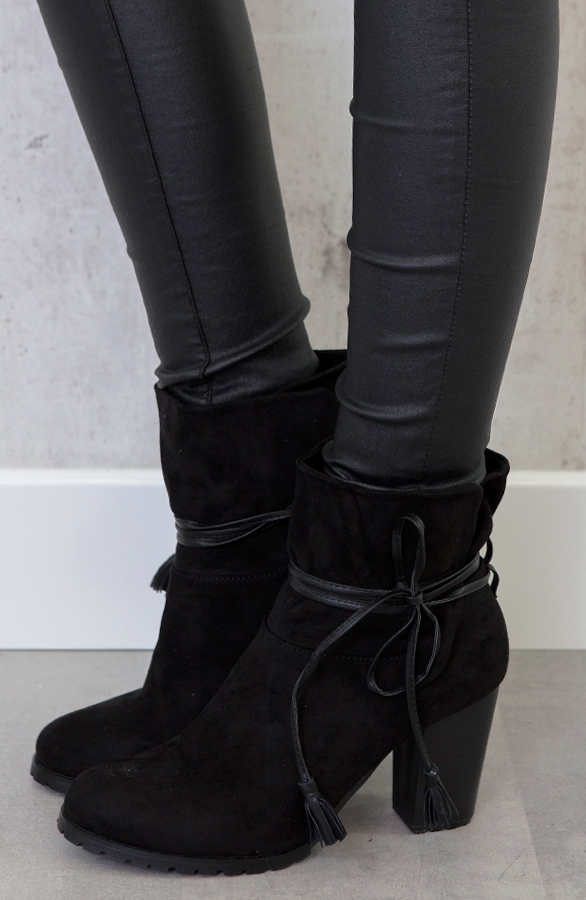 Suede Wrap Me Booties Black – shoparchief, foto 2