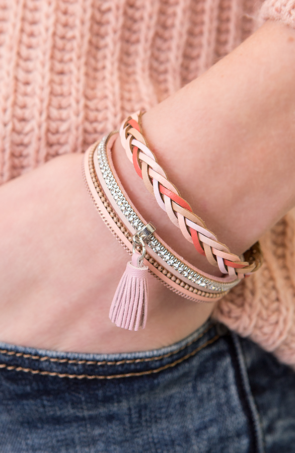Wrap bracelet Braided Pink – shoparchief, foto 2