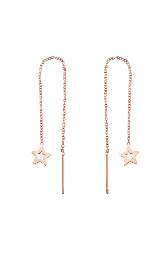 Chain Oorbellen Open Star Rose – shoparchief