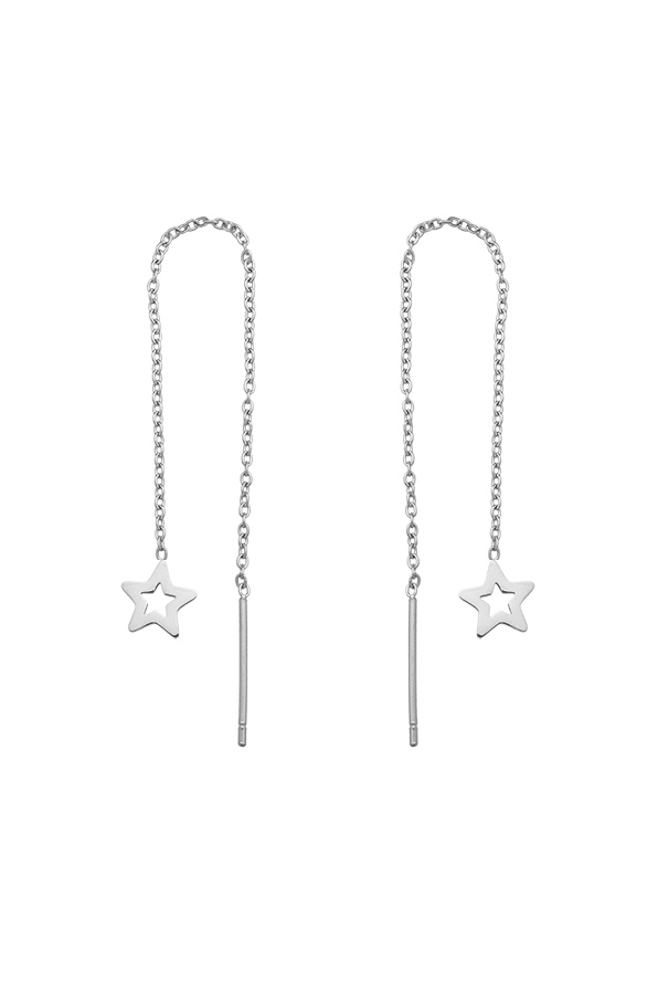 Chain Oorbellen Open Star Silver – shoparchief