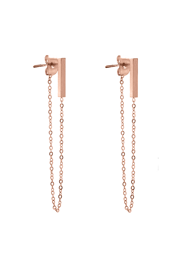 Chain Oorbellen Small Tube Rose – shoparchief