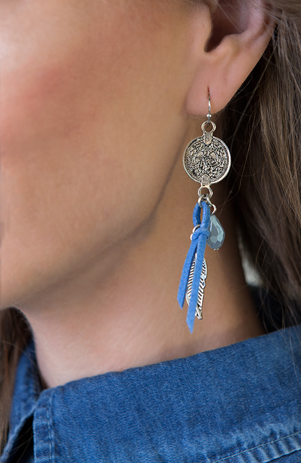 Coins Suede Oorbellen Blue – shoparchief, foto 7