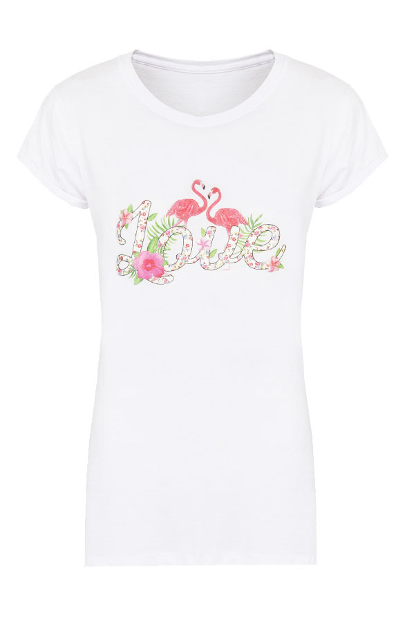 Flamingo Love It Shirt Wit – shoparchief