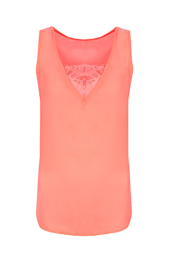 Kanten V Top Neon Roze – shoparchief
