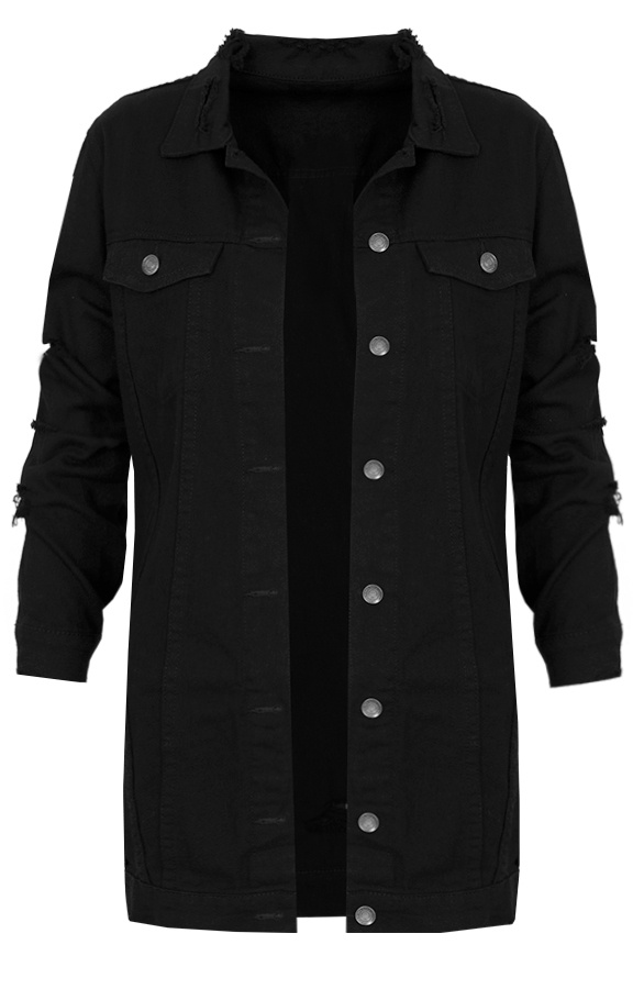 Long Denim Jacket Zwart – shoparchief, foto 6