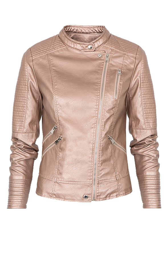Metallic Biker Jacket Brons – shoparchief