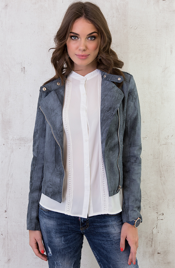 Leather Jacket 2.0 Jeans Blue – shoparchief, foto 5