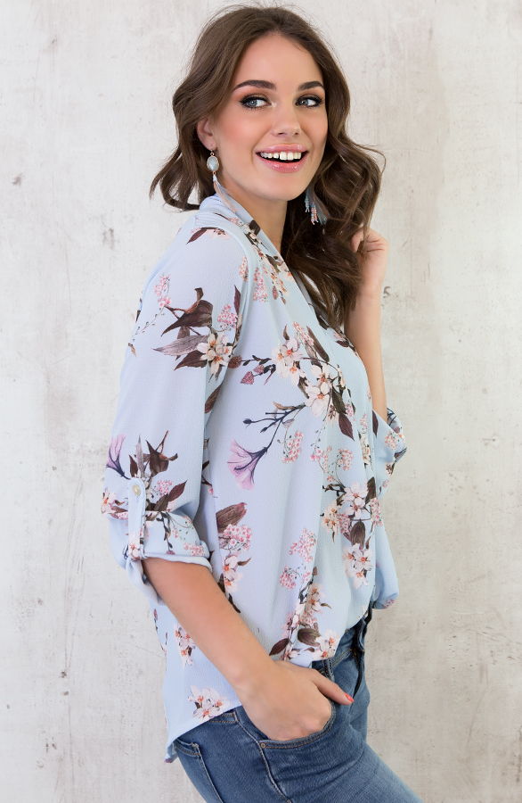 Bloemenprint Blouse Sky Blue – shoparchief, foto 4