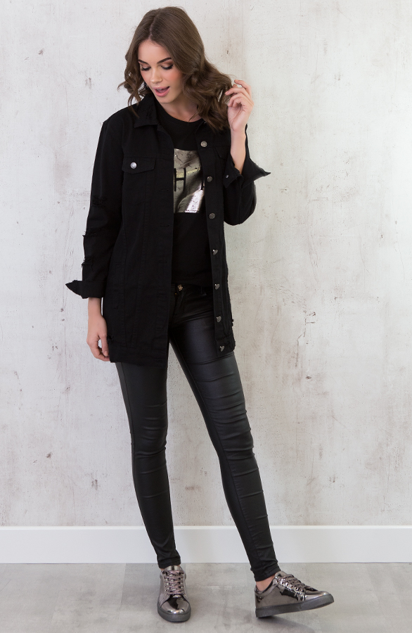Chic Metallic Top Zwart – shoparchief, foto 4