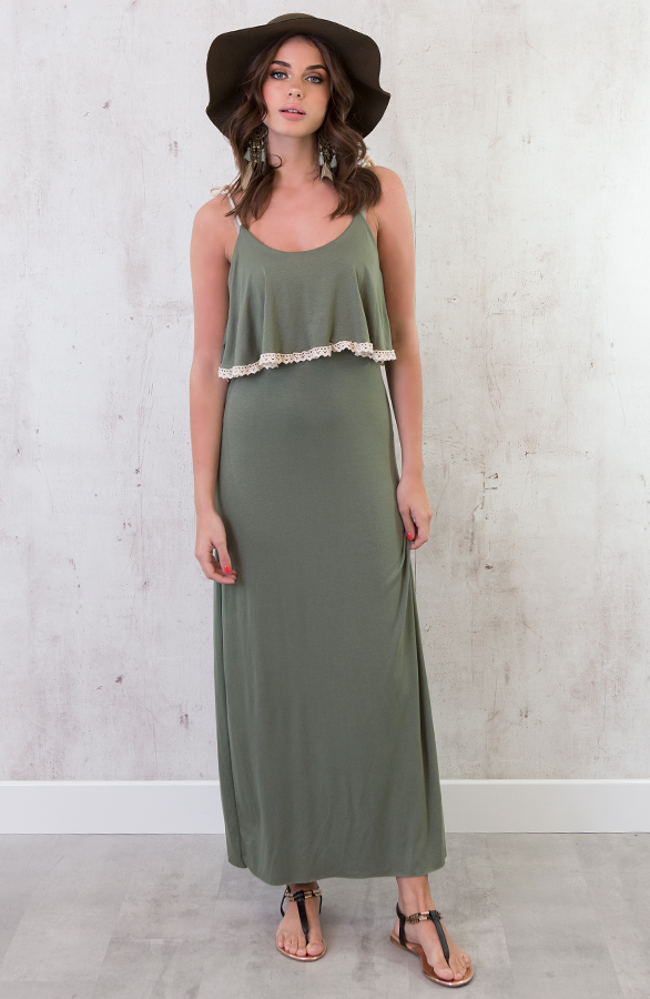 Maxi Jurk Boho Legergroen – shoparchief, foto 7