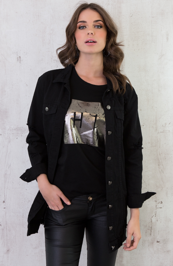 Chic Metallic Top Zwart – shoparchief, foto 3