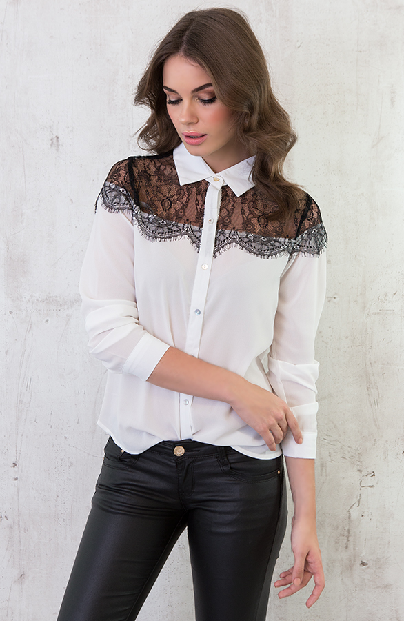 Elegant Kanten Blouse Wit – shoparchief, foto 5