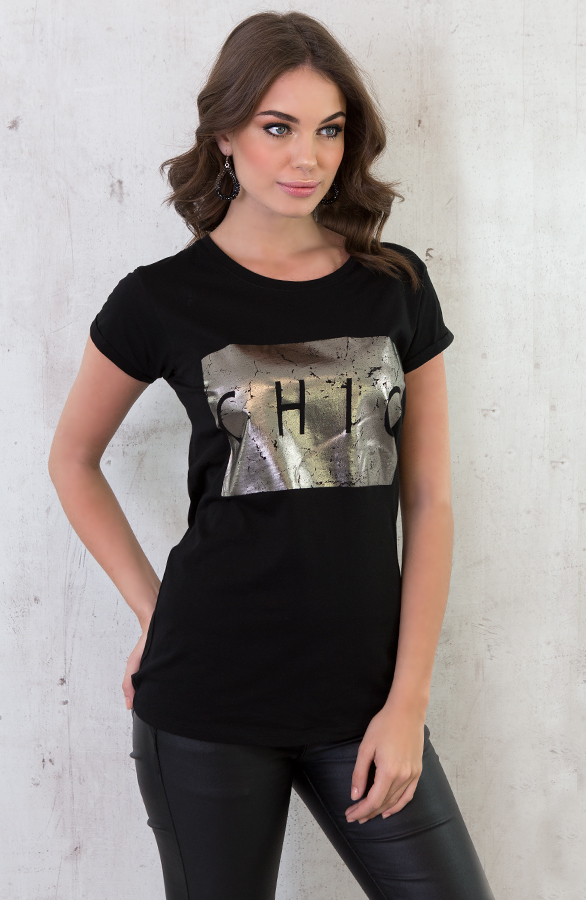 Chic Metallic Top Zwart – shoparchief, foto 2