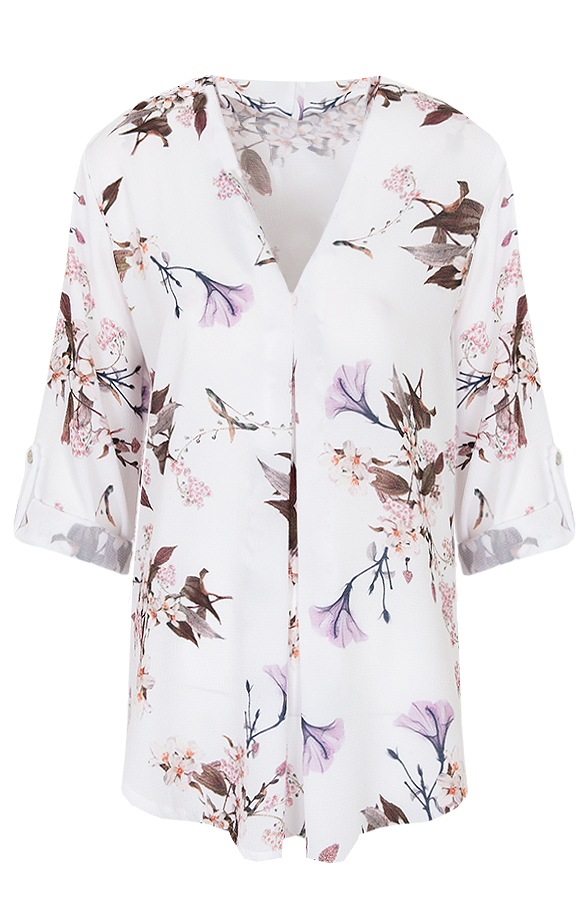 Bloemenprint Blouse Wit – shoparchief