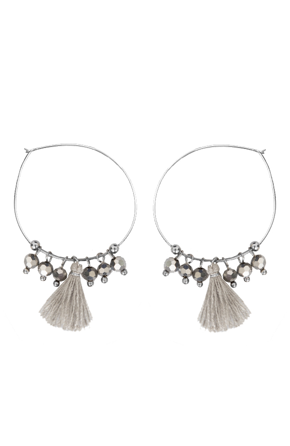 Tassel Beads Oorbellen Grijs – shoparchief