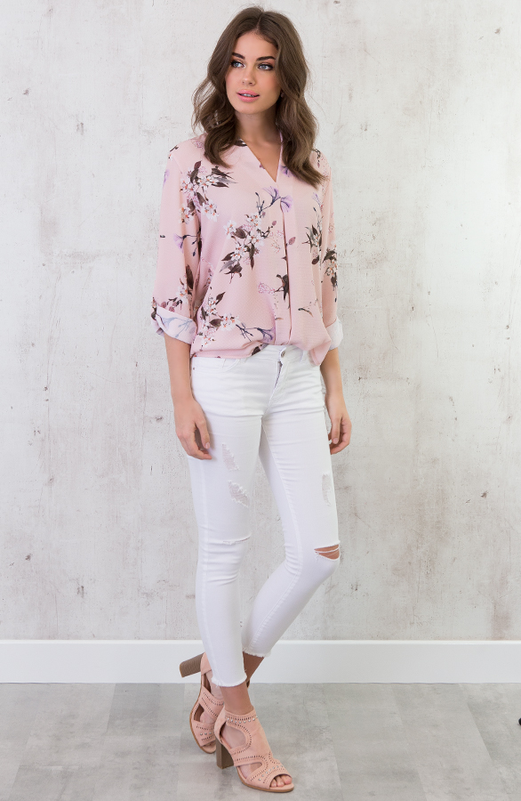Bloemenprint Blouse Roze – shoparchief, foto 3