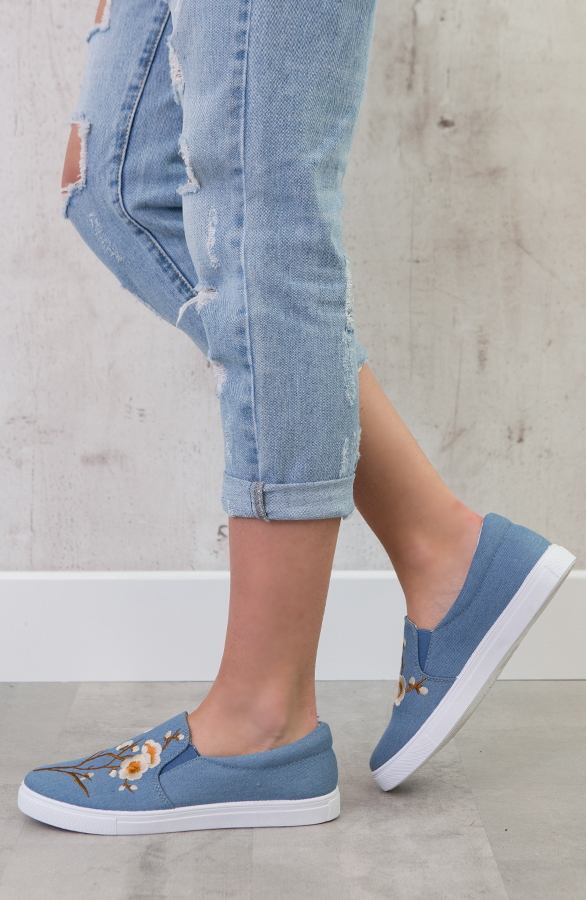 Slip On Bloemen Jeans Blauw – shoparchief, foto 3