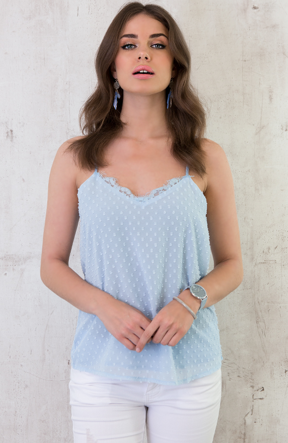 Luxe Polkadot Top Sky Blue – shoparchief, foto 3
