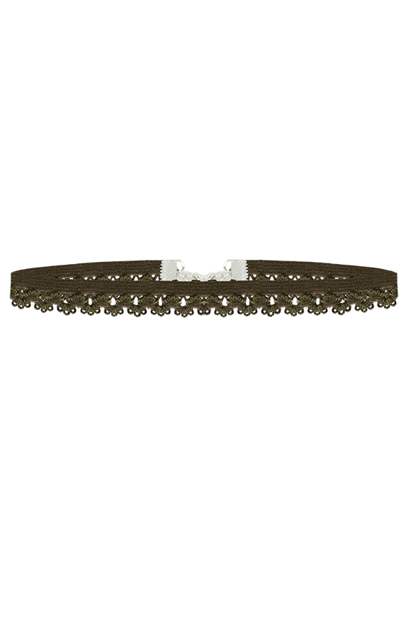 Choker Ketting Kant Legergroen – shoparchief