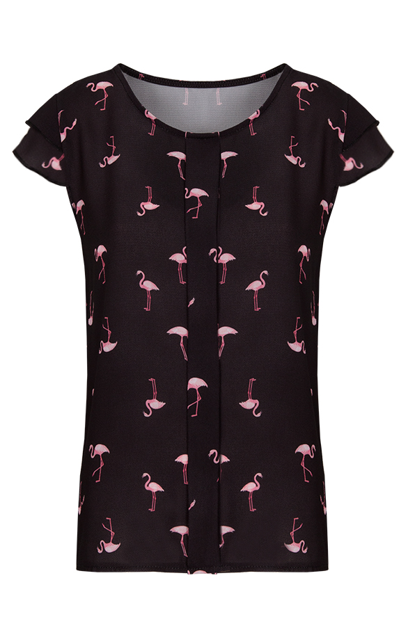 Flamingo Blouse Zwart – shoparchief