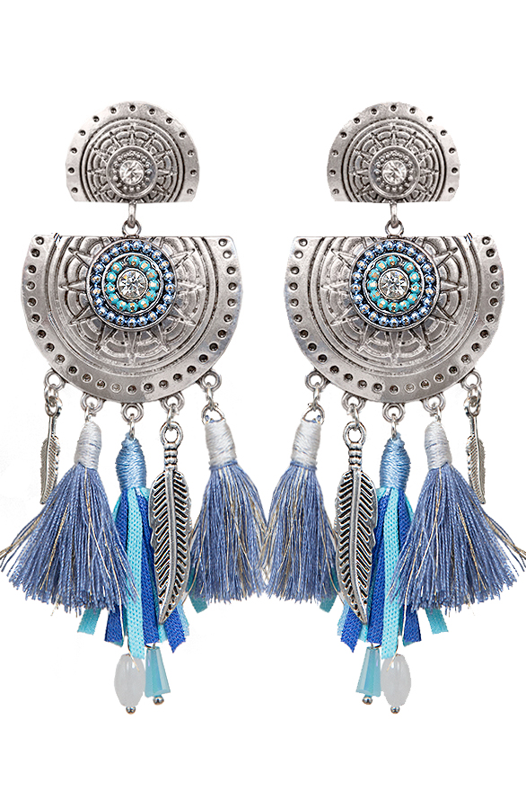 Ibiza Tassel Oorbellen Blauw – shoparchief