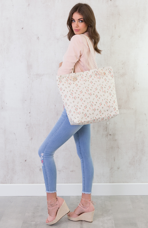 Flowerly Shopper Bag Creme – shoparchief, foto 5