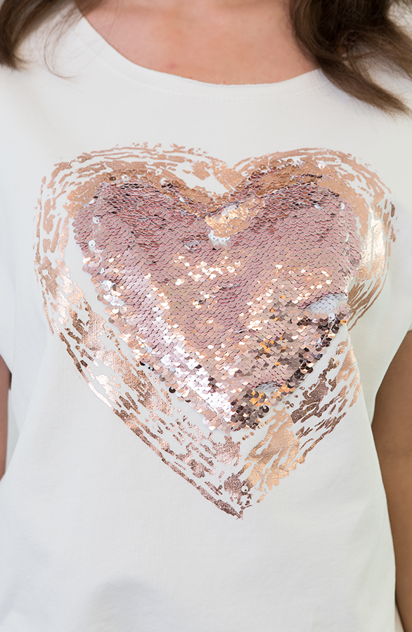 Pailletten Hart Tuniek Creme – shoparchief, foto 7