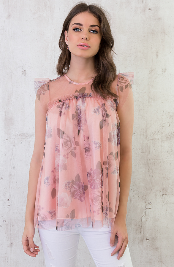 Tule Bloemen Tuniek Roze – shoparchief, foto 2