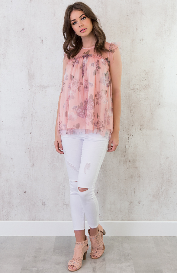 Tule Bloemen Tuniek Roze – shoparchief, foto 4