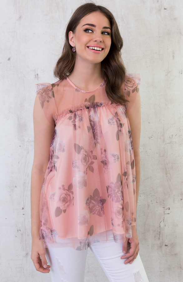Tule Bloemen Tuniek Roze – shoparchief, foto 7