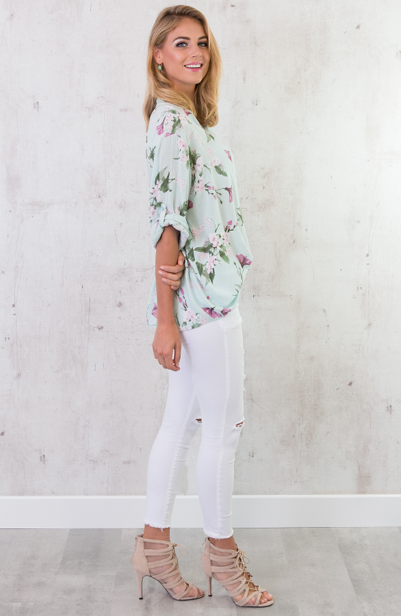 Flowerly Blouse Mintgroen – shoparchief, foto 6