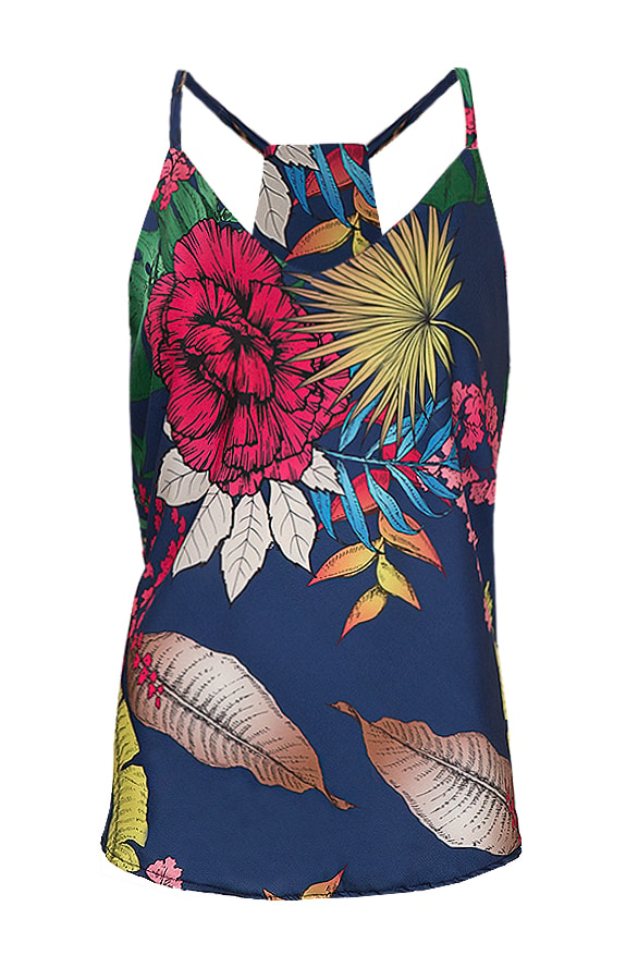 Exotische Bloemen Top Navy – shoparchief