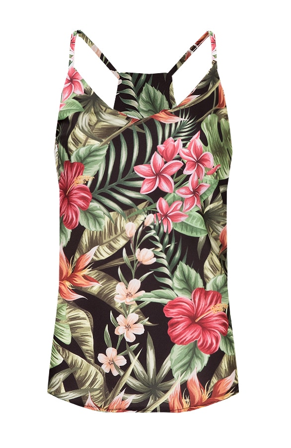Exotische Bloemen Top Zwart – shoparchief