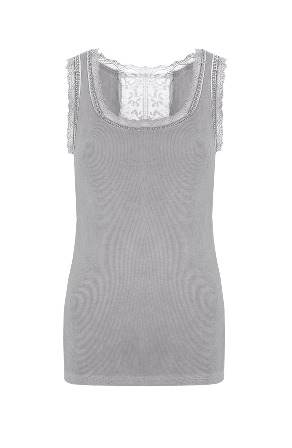 Lace Back Top Grijs – shoparchief