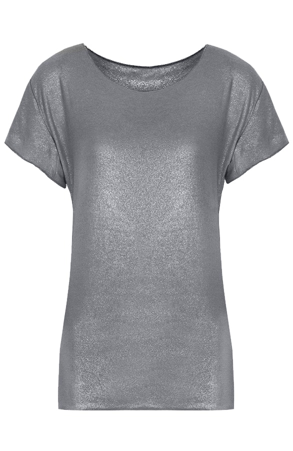 Shine Metallic Top Grijs – shoparchief