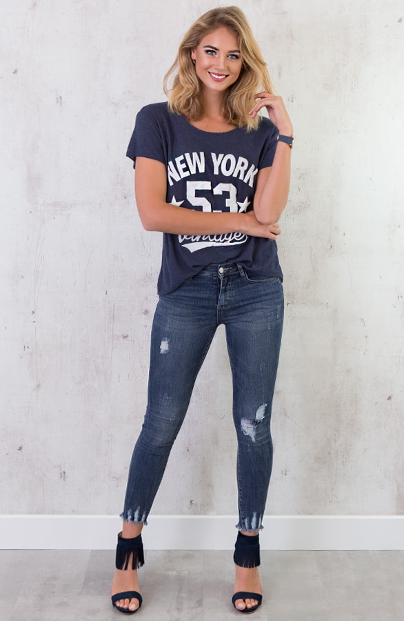 New York Top Vintage Blauw – shoparchief, foto 6
