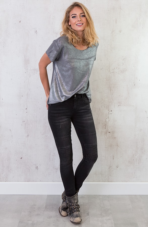 Shine Metallic Top Grijs – shoparchief, foto 6