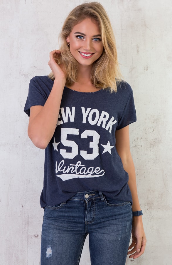 New York Top Vintage Blauw – shoparchief, foto 5