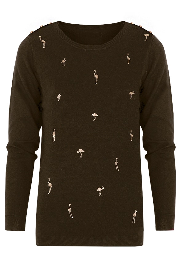 Flamingo Sweater Legergroen – shoparchief