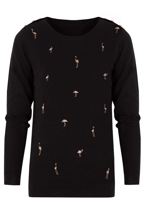 Flamingo Sweater Zwart – shoparchief