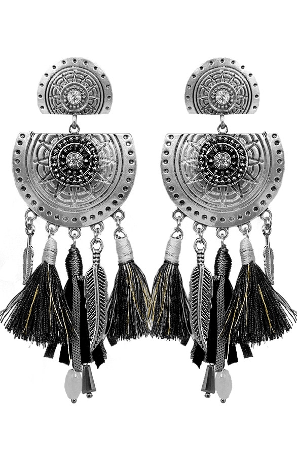 Ibiza Tassel Oorbellen Zwart – shoparchief