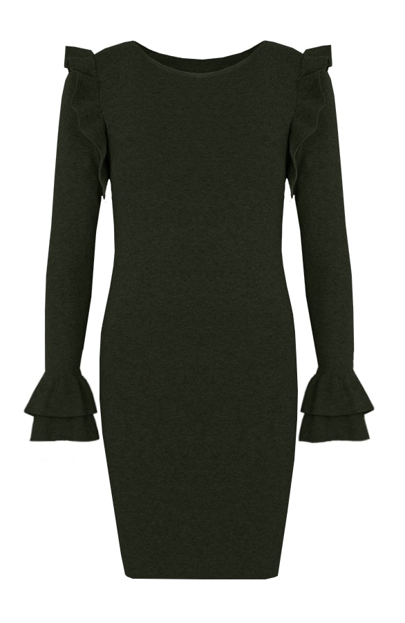 Ruffle Jurk Legergroen – shoparchief
